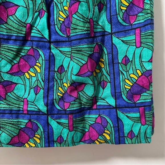 Vintage Doncaster Green Floral Print Pleated Midi Skirt Women’s Size 14 Retro - Picture 8 of 16